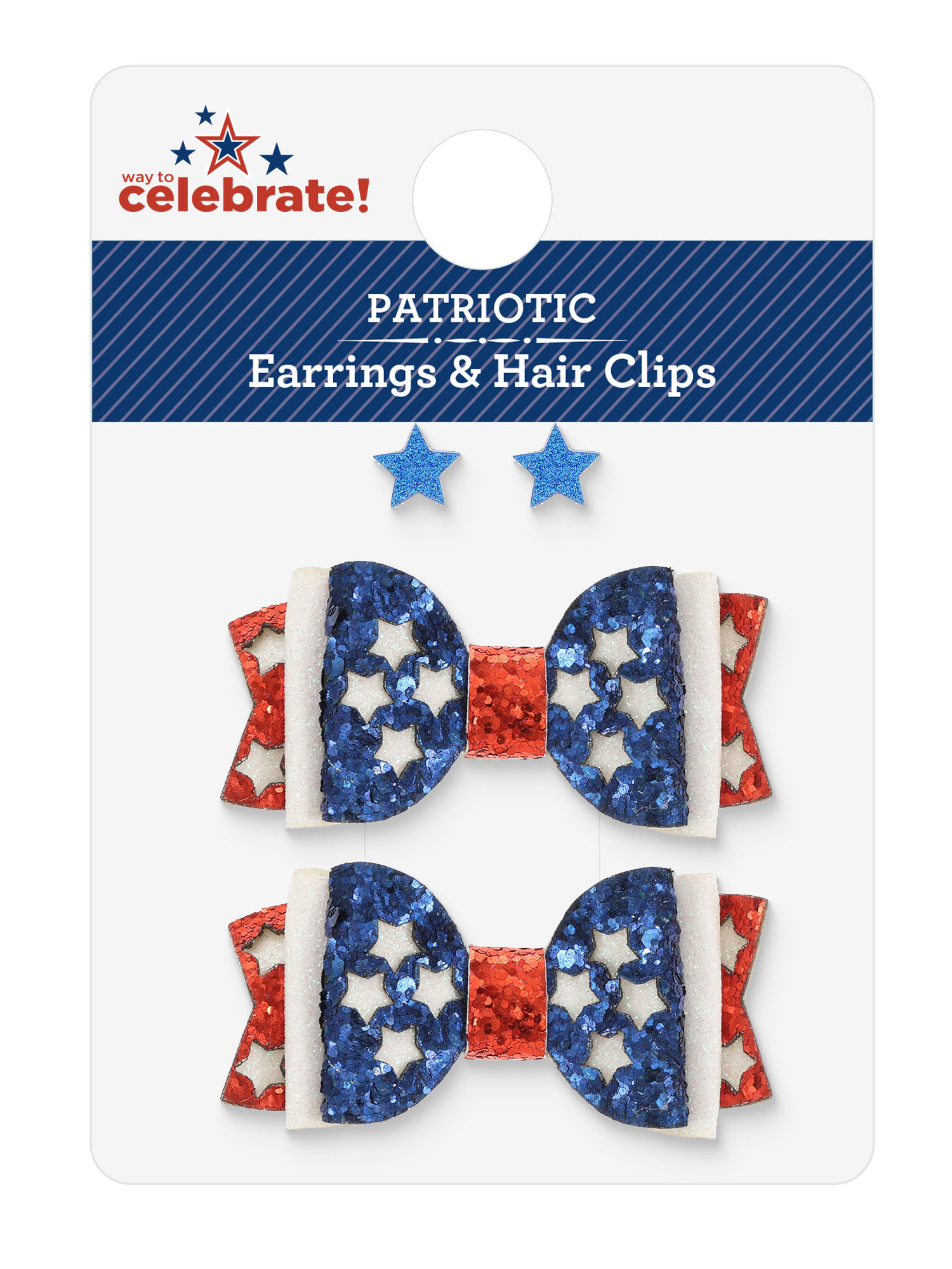 Way to Celebrate Americana Patriotic Earring and Hair Bow Set