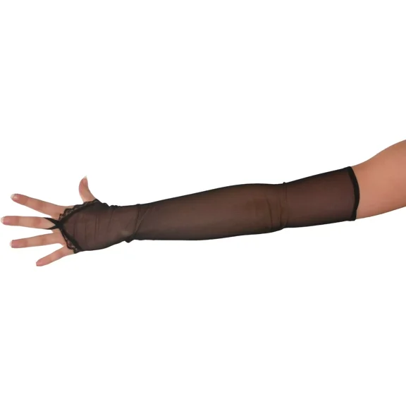 Gothic Black Fingerless Flair Bridal Bridesmaid Prom Opera Long Gloves 1283