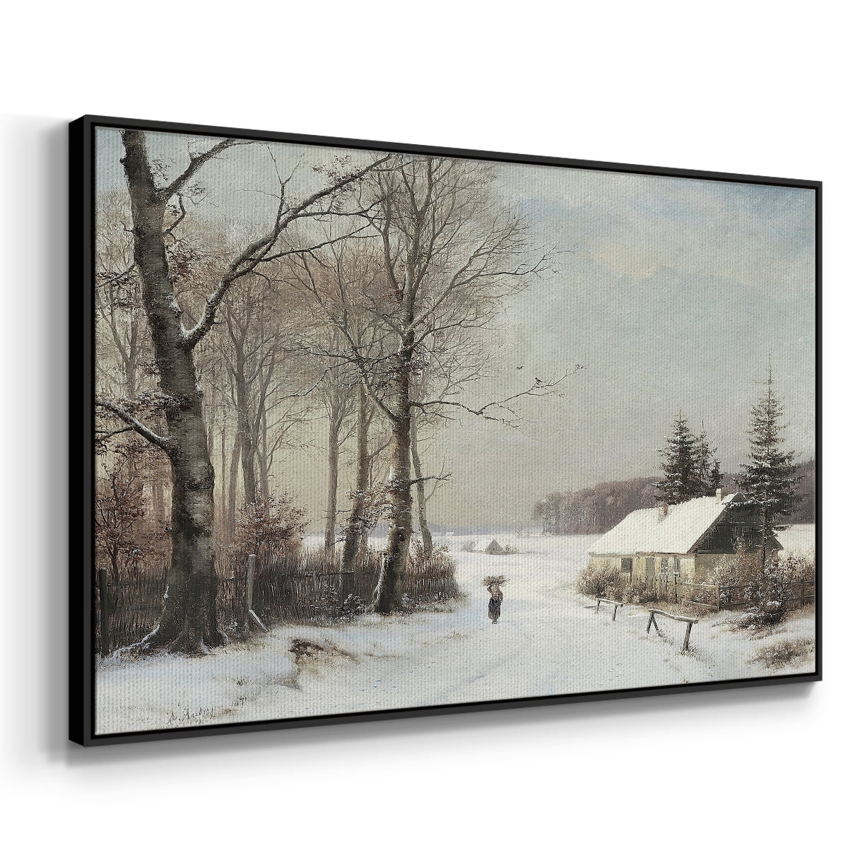 Vintage Landscape-CCLXXVIII By Wexford Home Framed in Black Wood Gallery Wrapped Canvas 25 in. x 37 in.