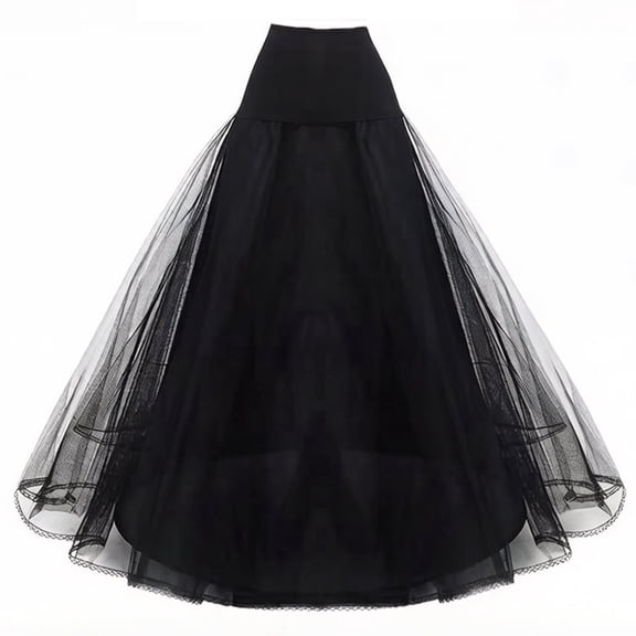 CYYPLAS Women's Ankle Crinoline Petticoat A-line 1 Hoop Skirt Slips Black Long Underskirt for Wedding Bridal Dress Ball Gown 1PC