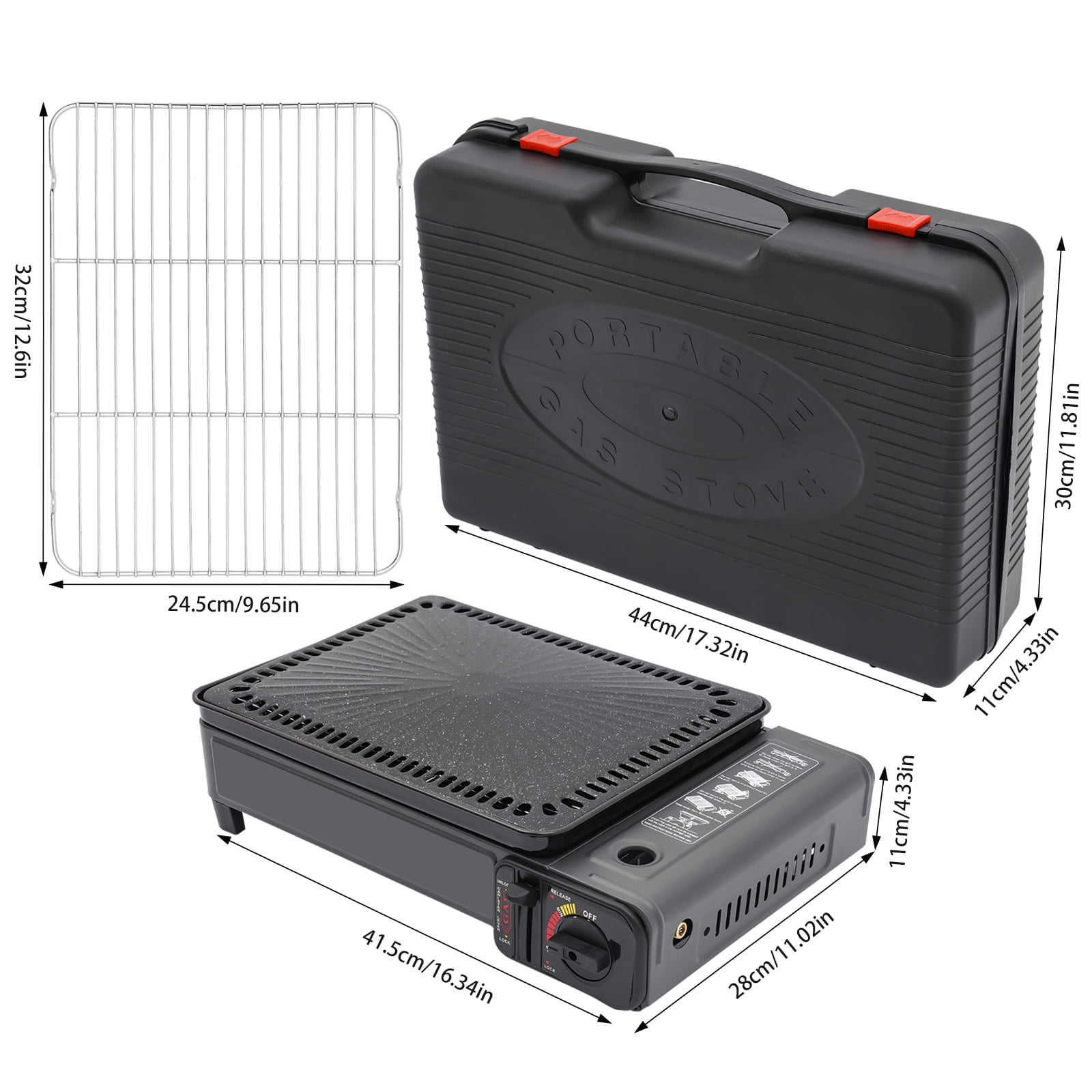 ChicHomey ​​Lightweight Portable Gas Grill Stove,BBQ Stove Butane Grill Stove,Adjustable Firepower, Durable Outdoor Camping/Picnic Grilling (Black)​