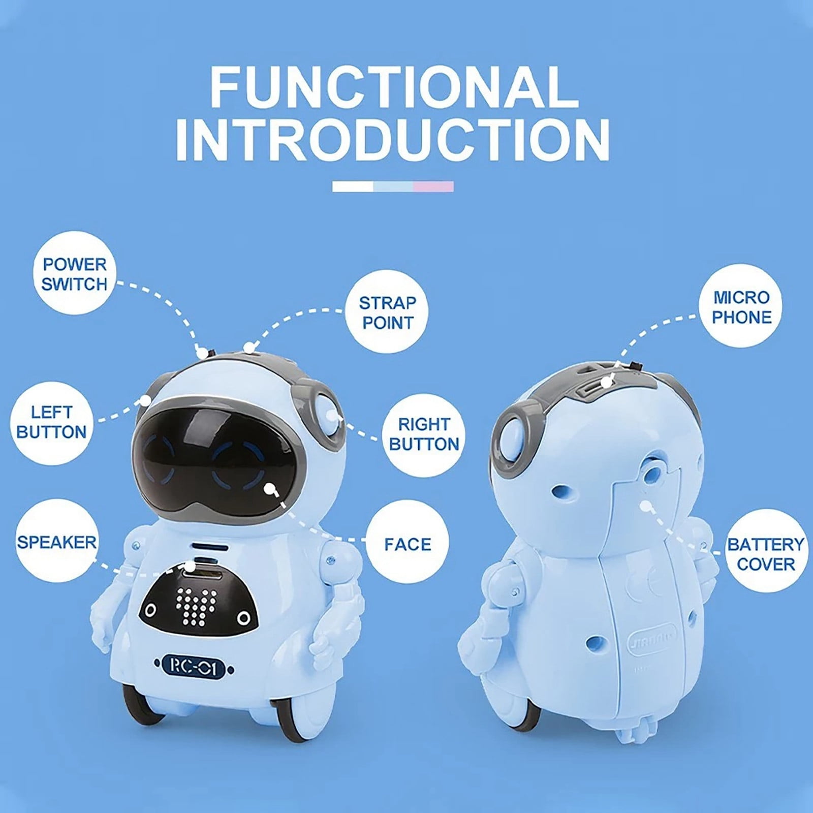 CQCYD Interactive Talking Robot forKids, Voice Recognition RC RobotToy, Mini Pocket Robot with Singing Dancing Storytelling Functions, Educational SmartToyGift for BoysGirls