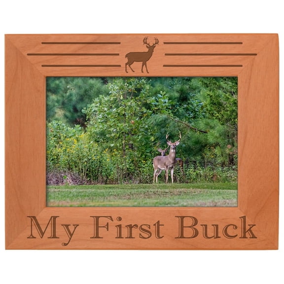 ThisWear Buck Hunting Gifts My First Buck Frame Hunter Gifts Wood Engraved 5x7 Landscape Picture Frame