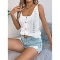 thumbnail image 6 of Dycnvjo Women Knit Sweater Vest Tops Y2k Button Front V-Neck Sleeveless Crochet Going Out Tank Top Streetwear White XL, 6 of 7
