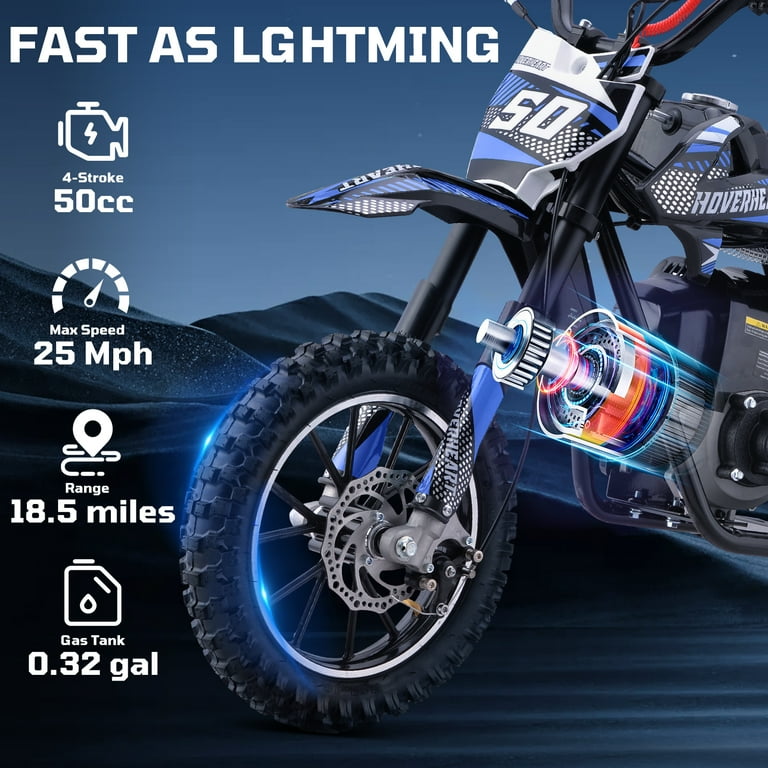 Hoverheart Gas Dirt Bike, 50cc 4-Stroke Gas Powered Kids Off Road