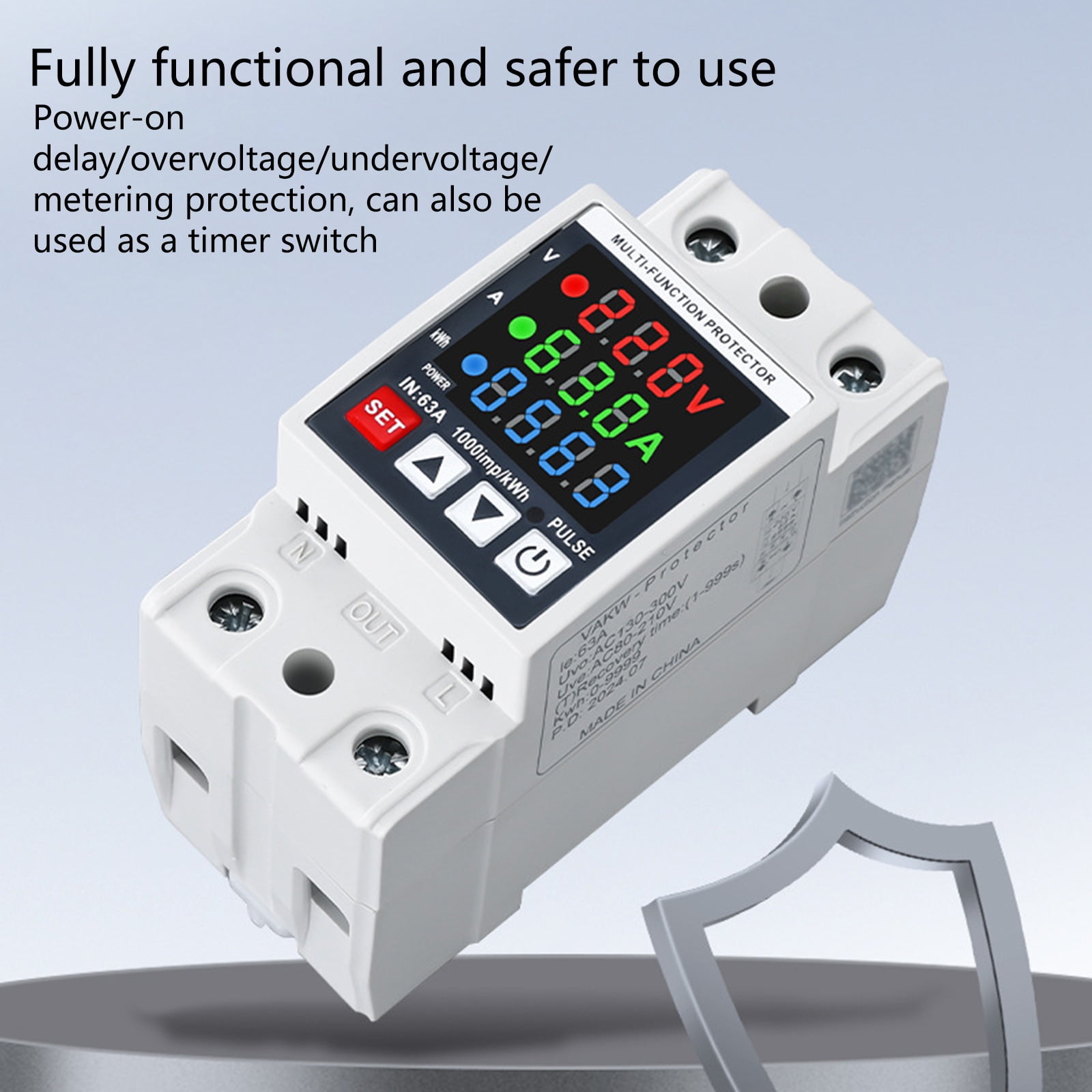 Multifunctional Overvoltage Protector with Voltages Current Display 3 Display Voltages Protector