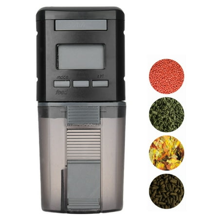 Petacc Programmable Automatic Fish Feeder Multi-functional Fish Food Dispenser Auto Fish Food Timer with LCD Display and Feeding Time Setting, Suitable for Aquarium, Fish Tank and Turtle Tank,