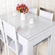 KFFKFF 80 x 42 Inch Clear Table Cover Protector,Clear Desk Protector Table Pads, 2mm Thick PVC Plastic Tablecloth Table Protector for Dining Room Table
