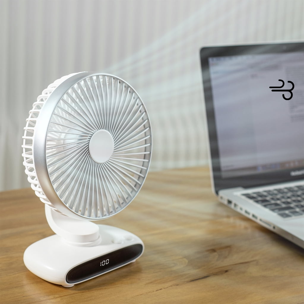 Tibvox 3600mAh USB Power Desk Fan 6 Speed Ceiling Fan Auto Oscillating Fan for Home Bathroom Kitchen