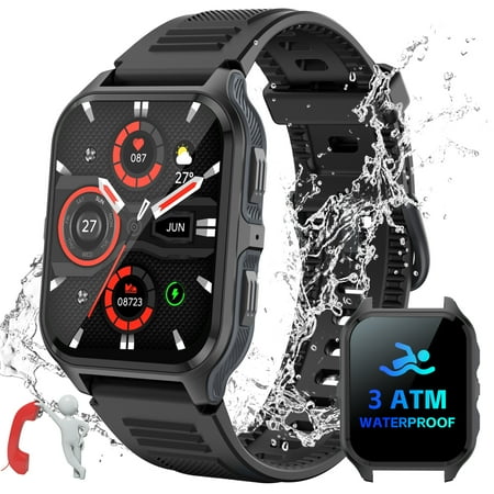 Cyberdyer Men's Smart Watch, 1.83" HD Screen, 100+ Sports Modes, 3ATM Waterproof, 1-Day Battery, Compatible with iPhone, Samsung & Android, Holiday Gift
