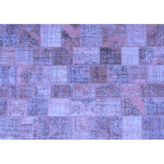 Ahgly Company Indoor Rectangle Patchwork Blue Transitional Area Rugs, 8' x 10'