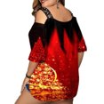 thumbnail image 3 of Enwejyy Women Beach Style Gradient Print Sequins Off-the-Shoulder Half Sleeve Vintage Pullover T-Shirts Blouse Plus Size, 3 of 3