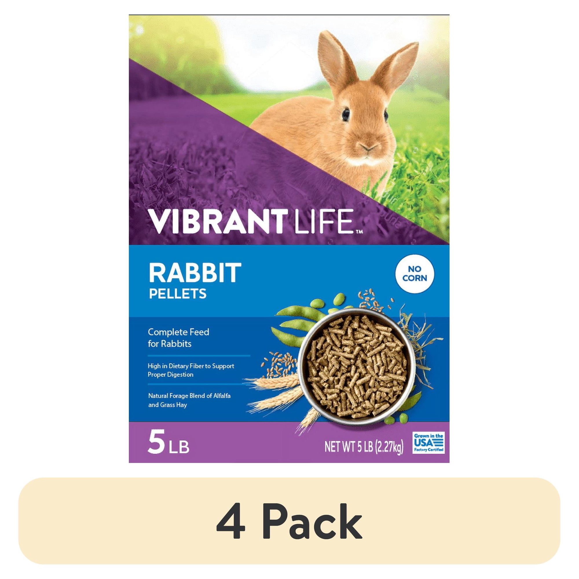 (4 pack) Vibrant Life Rabbit Pellets, 5 lb Bag