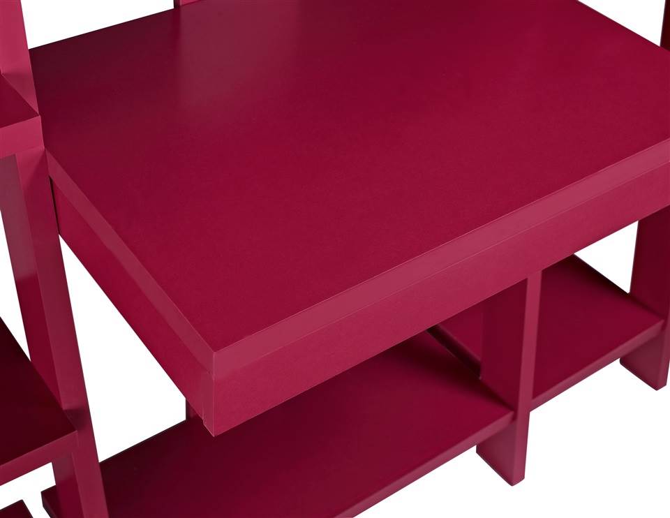 Ladder Bookcase with Desk in Red