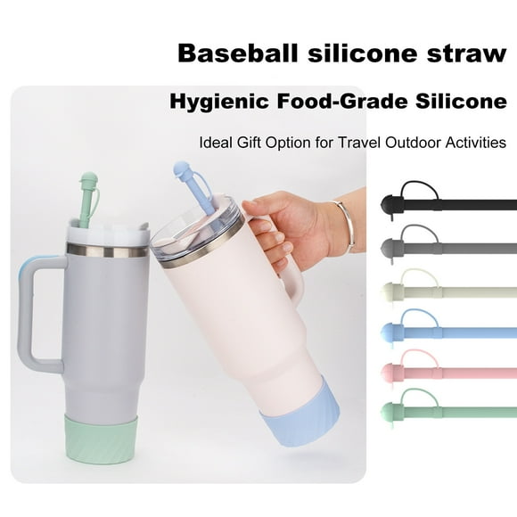 1/6Pcs Silicone Straw Set for 30/40oz Tumblers Reusable Straws with Covers Food-Grade Easy to Clean Replacement Silicone Straws for Travel Outdoor Activities