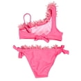 thumbnail image 3 of LOVEBAY Toddler Girls One Shoulder Swimsuit Ruffle Top and Bottom Set Two Piece Bathing Suits Beach Pool Swimwear, Size 6-7 Years, 3 of 5