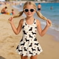thumbnail image 3 of Xixirimido Dachshund Dog Bone Paws Print Modest Girls’ Swimwear One Piece – Hawaiian Skirted Bathing Suit with Built-in Shorts, Sleeveless UPF 50+ Swimsuits, 8-9 Years, 3 of 7