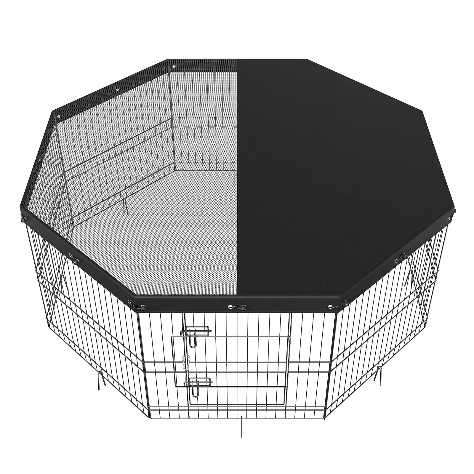 ZephyPaws Foldable Metal Dog Exercise Pen,Pet Puppy Playpen Kennels Yard Fence Indoor/Outdoor with Top Cover,8 Panels 24" H