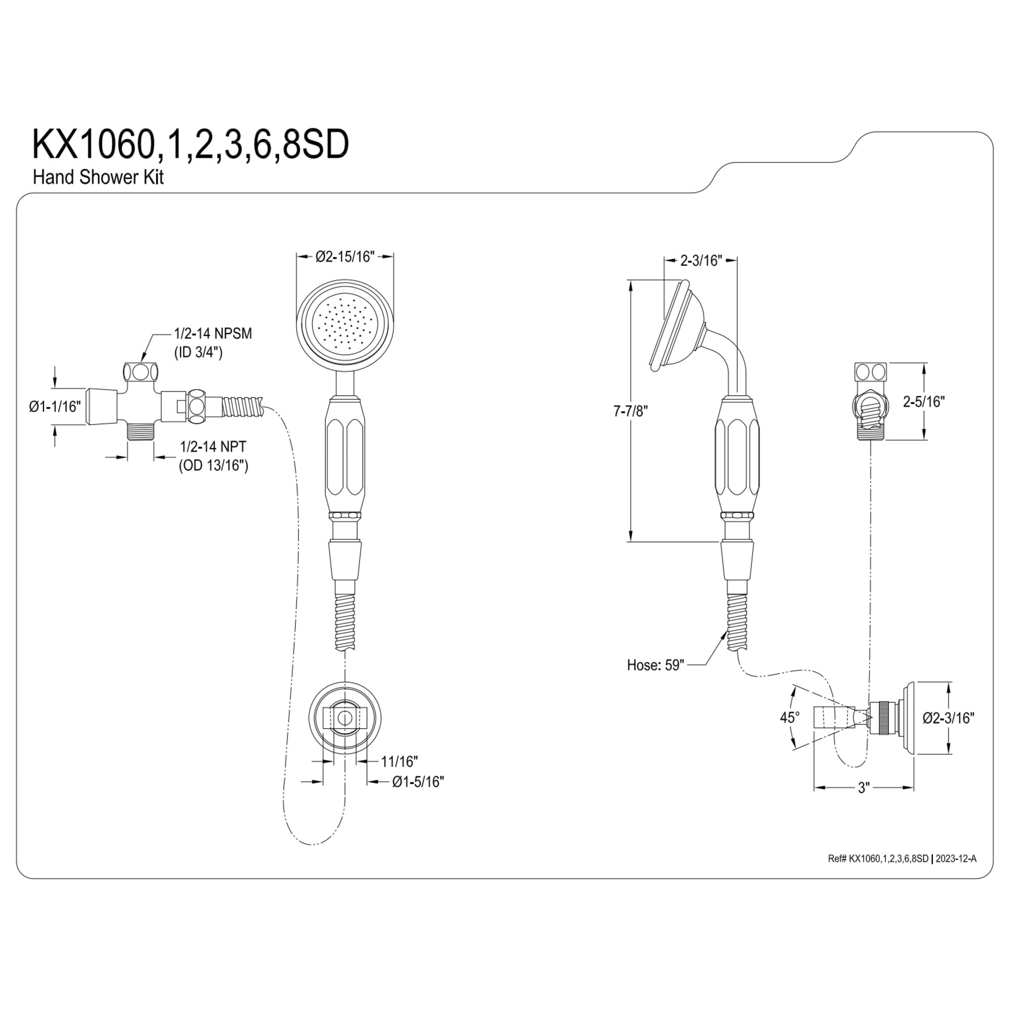 Kingston Brass KX1063SD Victorian Hand Shower Kit, Antique Brass