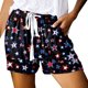 thumbnail image 2 of Pantalones cortos con cordón y cordones con bolsillos sueltos informales con estampado del Día de la Independencia para mujer Pompotops ulkah937247, 2 of 7