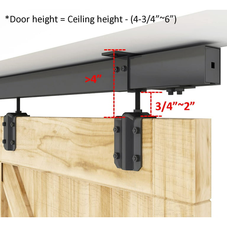 8ft Ceiling Mount Black Box Track Sliding Barn Door Hardware Fit Interior And Exterior Use For 42 48 Wide Com