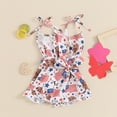 thumbnail image 3 of Okbabeha Girls 4th Of July Outfit Toddler Jumpsuit Shorts Star Print Sleeveless Rompers Playsuit + Belt Summer Cothes, 3 of 7