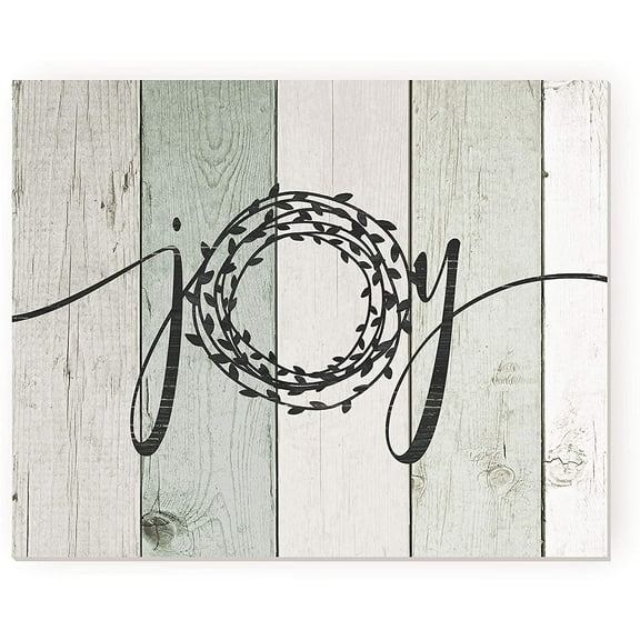 Joy Wreath Rustic Wood Wall Sign 12x15 (Unframed)