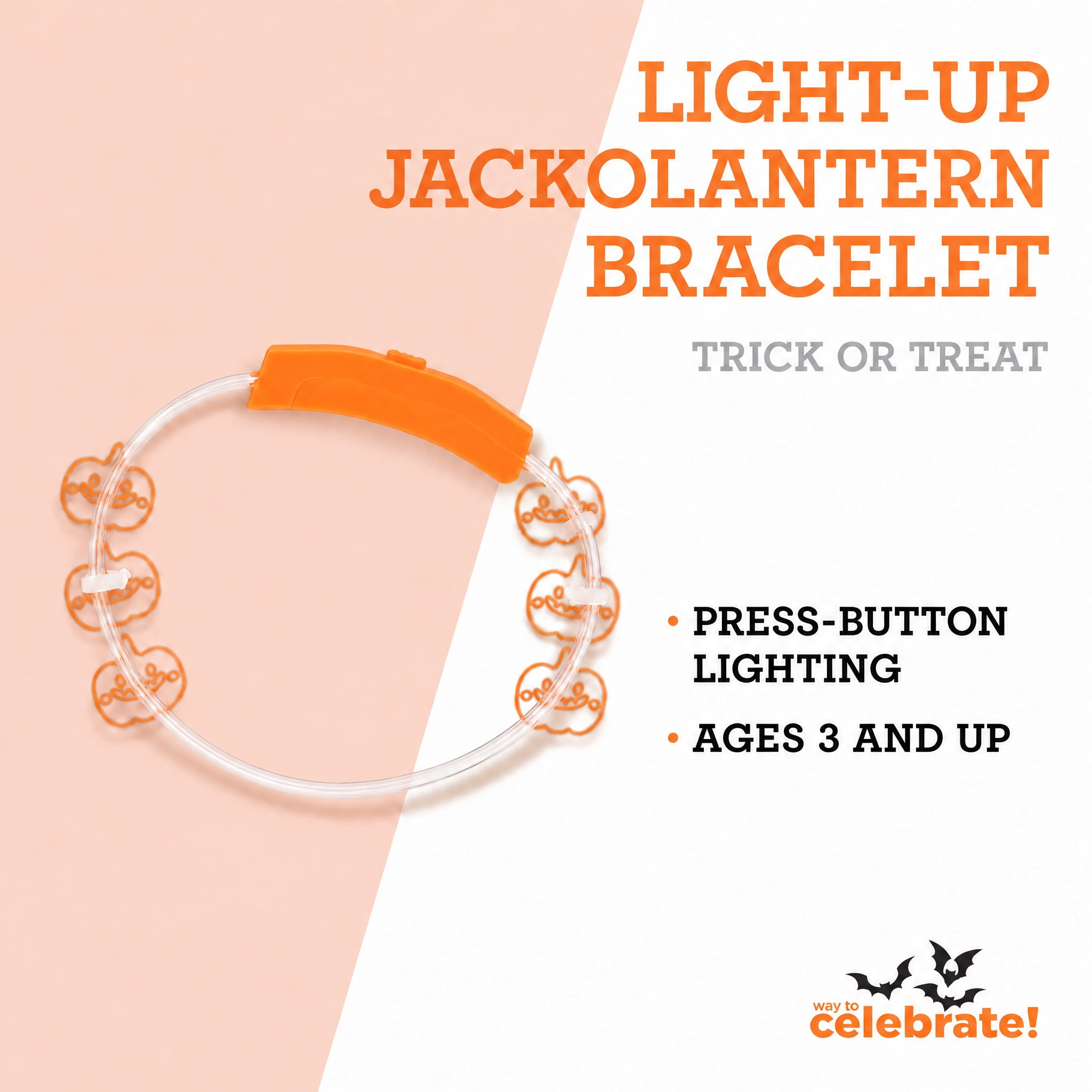 Light-Up Jack-o'-Lantern Bracelet, Orange, Halloween by Way To Celebrate