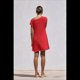 thumbnail image 5 of Vestido Mini de Punto Elástico con Hombros Descubiertos y Mangas para Mujer, Vestido Holgado para Vacaciones, Atuendo Liso. Rojo M, 5 of 7