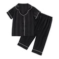 thumbnail image 3 of Splozh Girls Satin Pajamas Girls Pajamas 2 Pcs Satin PJs Set Silky Soft Sleepwear Gift for Parties Kids,Black,12-18 Months, 3 of 4
