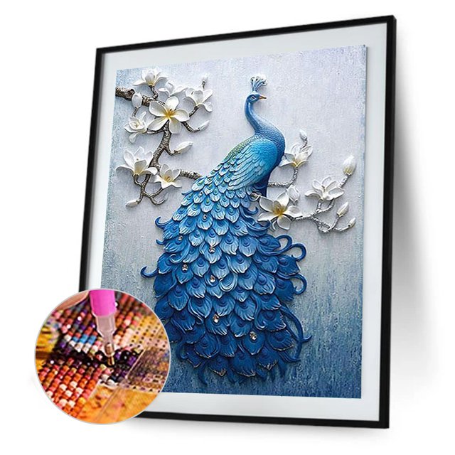 5D bricolaje completo taladro diamante pintura azul pavo real cruz puntada bordado hogar pared decoración Likrtyny decoración de arte