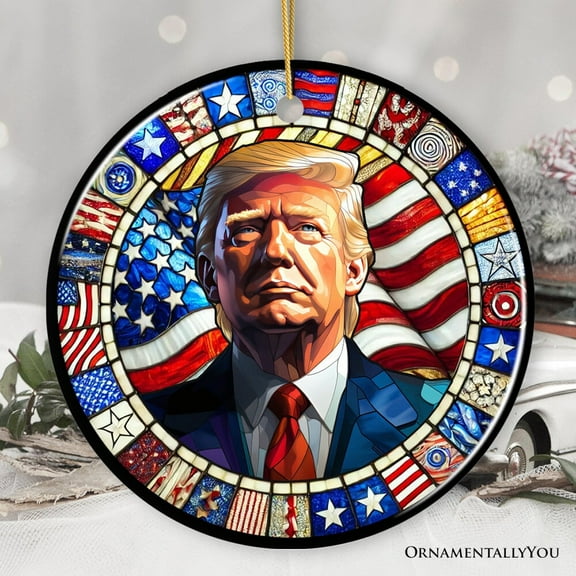 Trump in Stained Glass Style Ornament, 2024 Support Christmas Gift