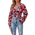 thumbnail image 4 of TRKIYQC Blusas de Manga Larga para Mujer, Floral/Geometría/Blusa de Cuello en V con Estampado de Leopardo, Tops Simples Elegantes Informales TRKIYQC casual, 4 of 9