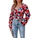 thumbnail image 4 of SAYOO Blusas de Manga Larga para Mujer, Floral/Geometría/Blusa de Cuello en V con Estampado de Leopardo, Tops Simples Elegantes Informales SAYOO casual, 4 of 9