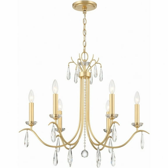 Crystorama Rollins 6 Light Antique Gold Chandelier - 28"W x 25.25"H x 28"D
