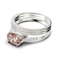 thumbnail image 4 of Dazzling Art Deco 2.50 Carat Oval Cut Morganite And Diamond Moissanite Unique Engagement Ring, Wedding Ring, Two Matching Band in 925 Sterling Silver With 18k White Gold Plating Gift For Woman, 4 of 4