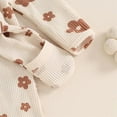 thumbnail image 4 of Bellafa Baby Girls Footies Ruffle Zip Up Onesie Romper Newborn Infant Floral Knit Jumpsuit with Headbant 2 Piece Coming Home Outfits, 4 of 7