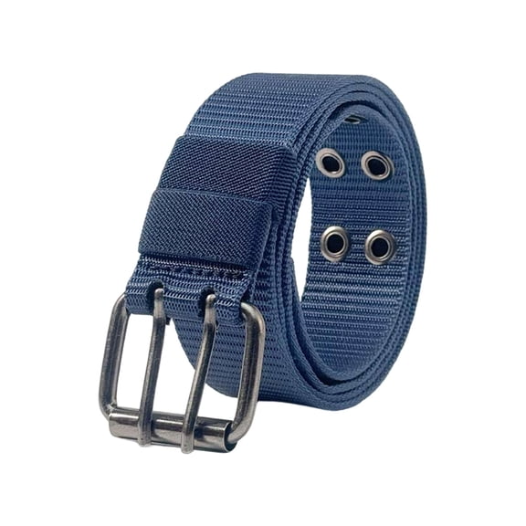 QSAWXQZ Unisex Canvas Belt Double Prong Buckle Grommet Adjustable Casual Waist Belt Free Size