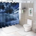 thumbnail image 7 of Chilfamy  Nature Shower Curtain, Majestic Sky View with Huge Rain Clouds All Over The Sea and Vibrant Storm Rays Print, Cloth Fabric Bathroom Decor Set with Hooks, Blue White, 7 of 7