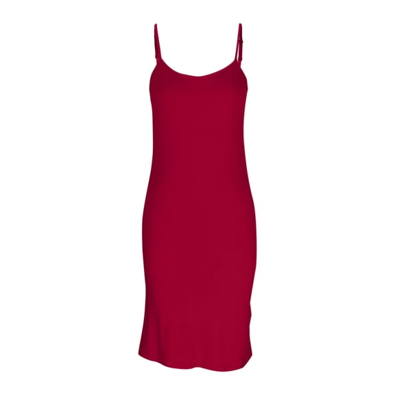 Woman's Solid Sleeveless Dress Sleepshirts Round Neck Adjustable Strap Cami Dresses Wine M