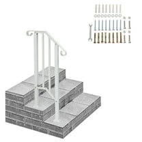 SamyoHome Simple 2-Step Outdoor Metal Stair Railing, Black Wrought Iron ...