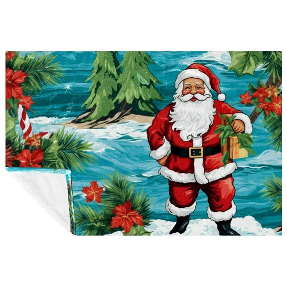 Santa Claus Custom Microfiber Throw Blanket: Soft and Warm Printed Blanket for Sofa, Bed, Couch, Office, and Camping