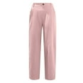 thumbnail image 5 of Mrat Womens Chino Pants Women Casual Solid Color Pockets Buttons Elastic Waist Comfy Straight Pants S-30 Pink-A L, 5 of 5
