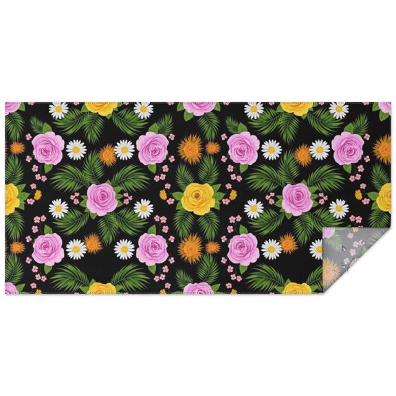 Pioneer Flower Floral Print Pattern Rectangle Tablecloth 60"x120", Waterproof Polyester Table Cloth, Wipeable Spillproof for Dining Camping Indoor Outdoor