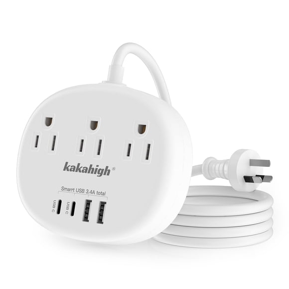 Adaptador de enchufe de Australia a EE. UU. con 3 salidas y 4 puertos USB