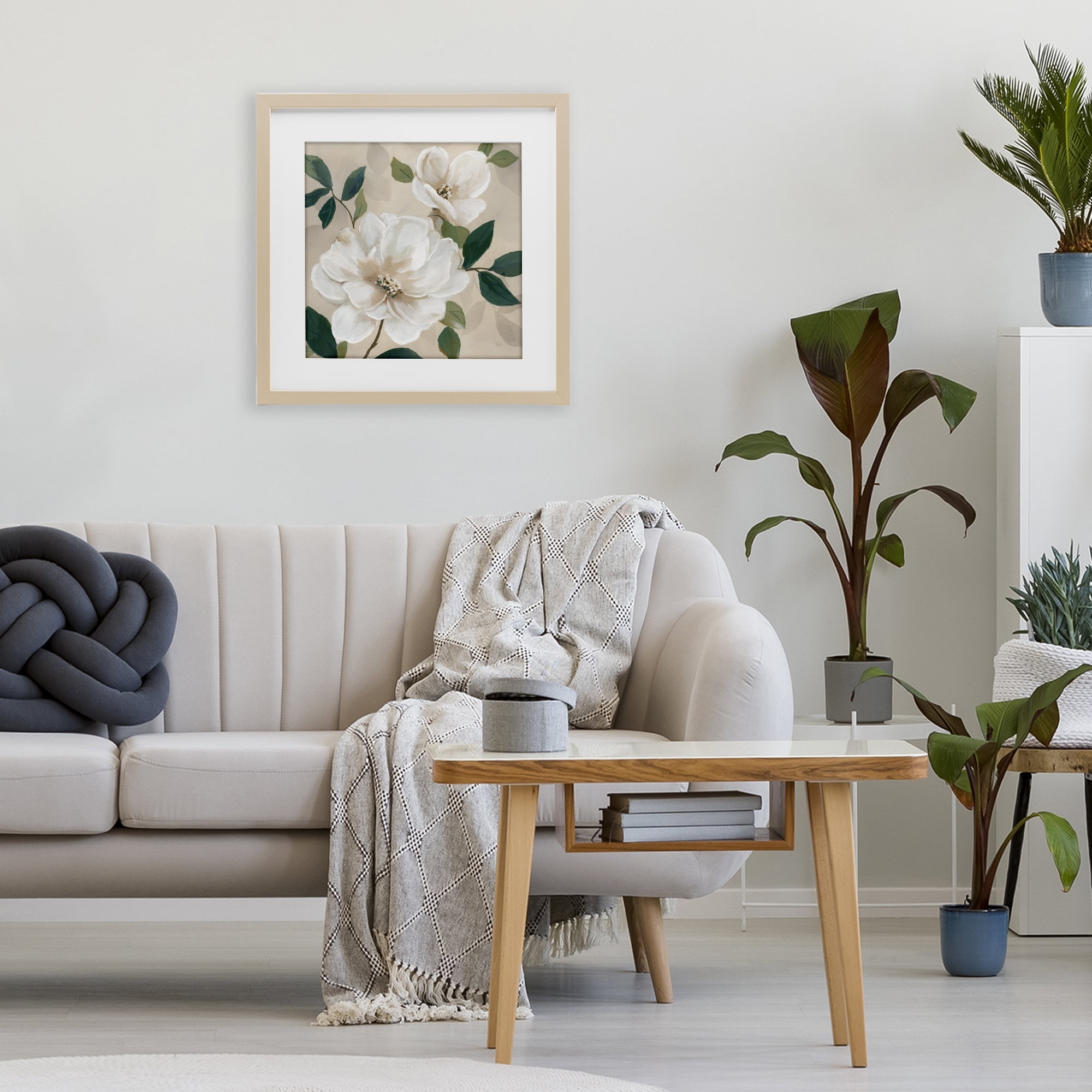 Stupell Industries Serene White Magnolia Study Birch Framed Print Under Glass, design by Nan