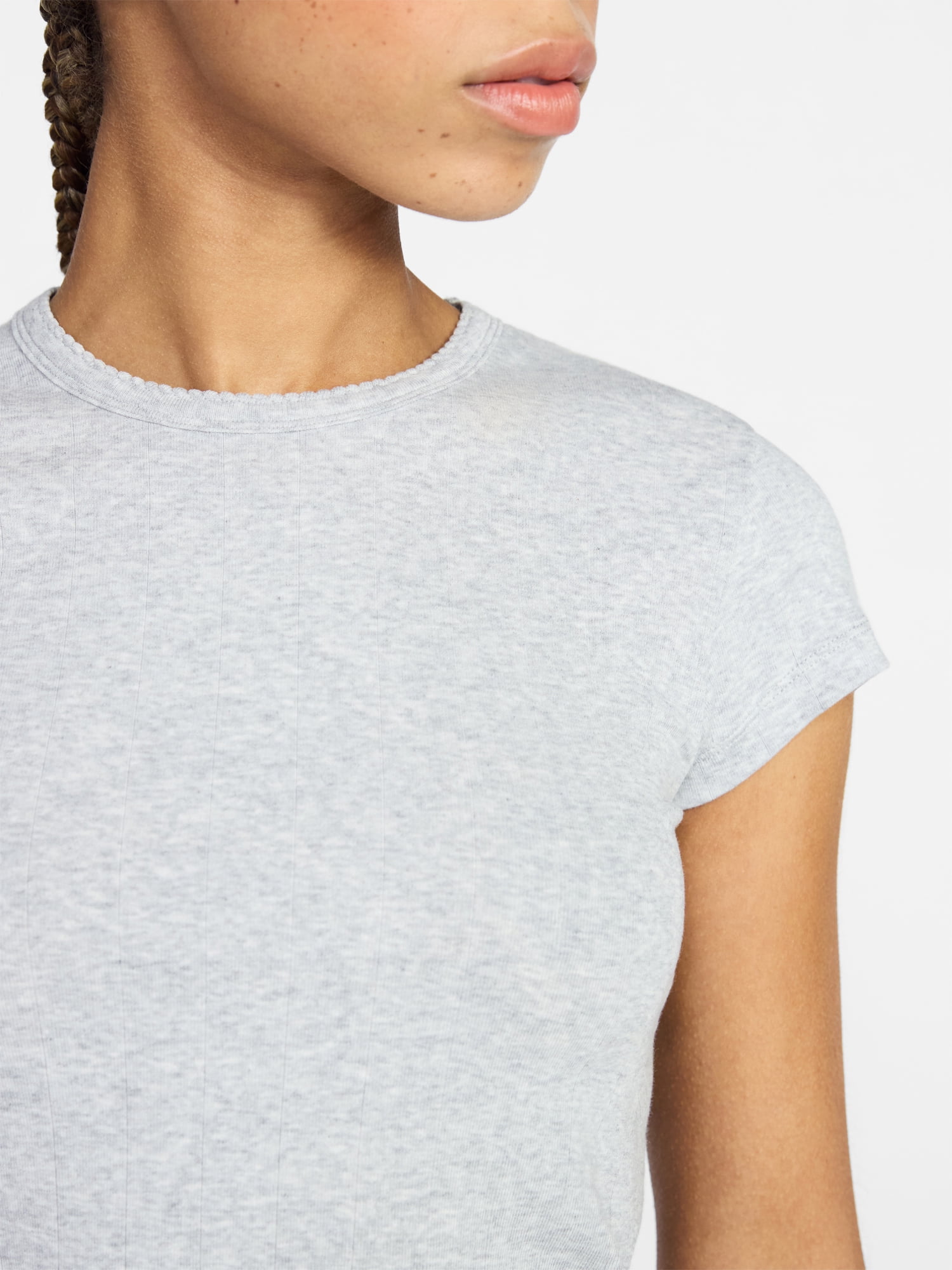 No Boundaries Cotton Stretch Drop Needle Baby Tee, Women's XS-XXXL