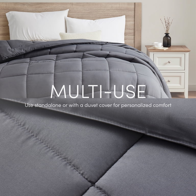 Quilted Down Alternative Queen Comforter, Gray photo 2