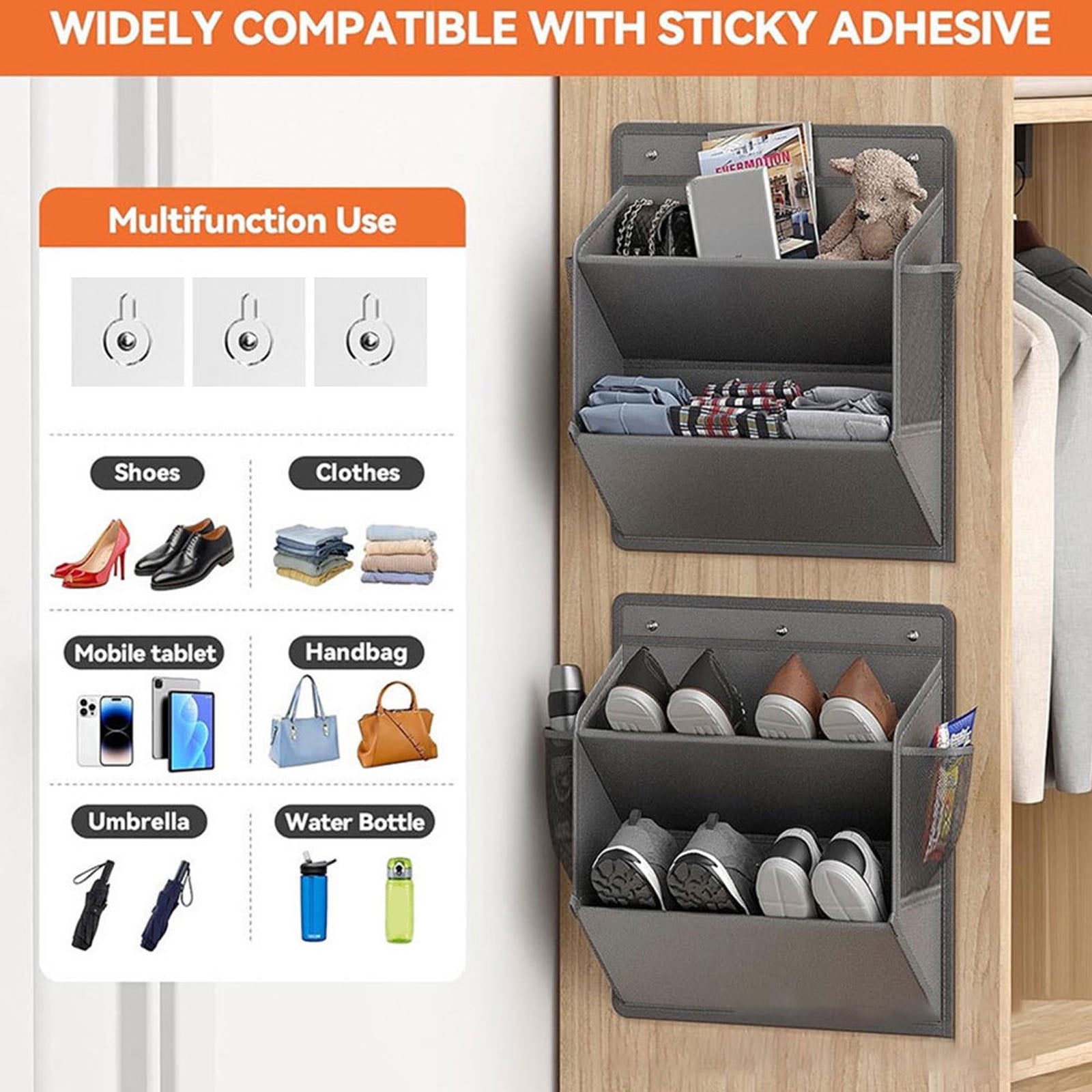 Over-The-Door Shoe Organizers Breathable Oxford Fabric Storage Bag For Closets & Small Spaces
