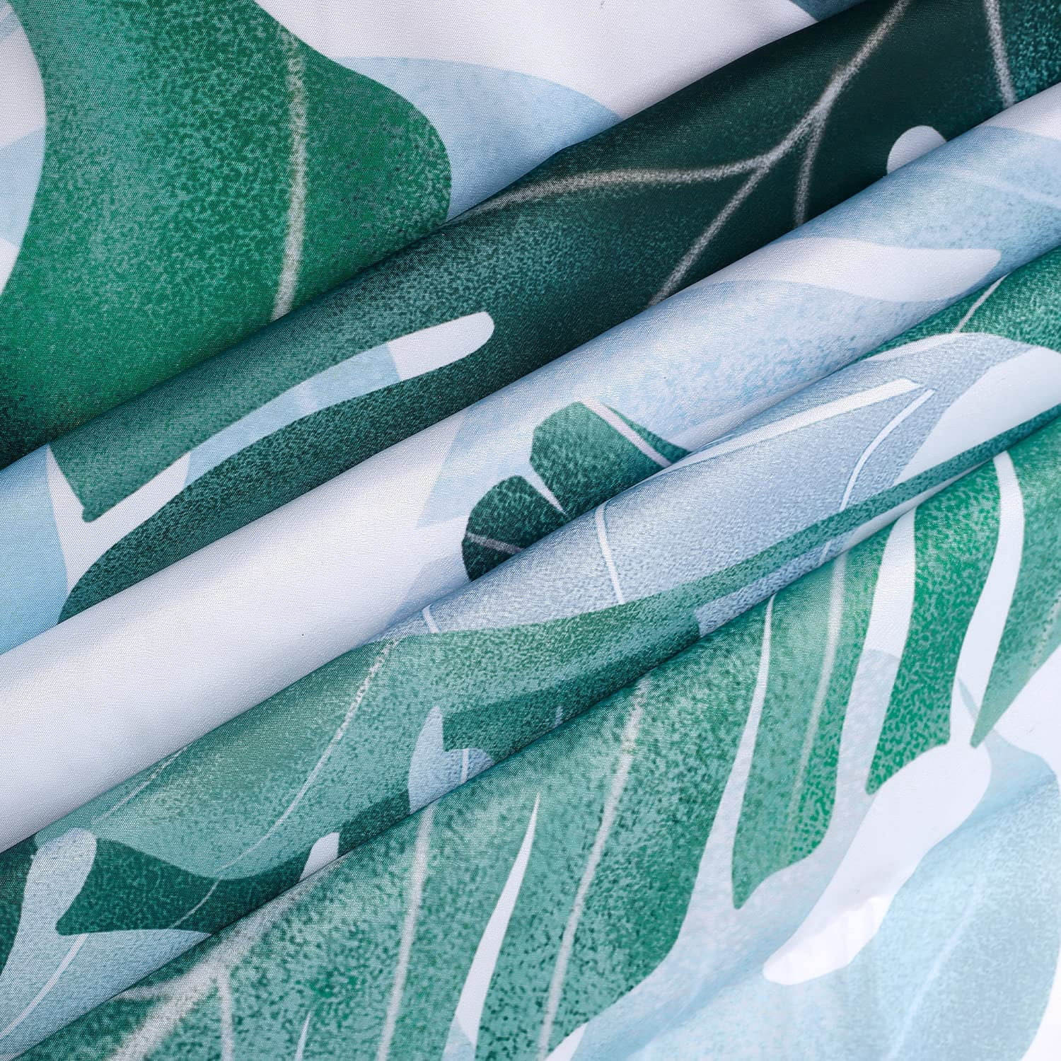 Tropical Shower Curtain, Green Shower Curtain, Plant Shower Curtain, Leaf Shower Curtain, Botanical Shower Curtain Set with 12 Hooks, Jungle Shower Curtain for Bathroom Decor, 72X84 inches